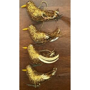 Vintage Christmas Bird Ornaments Metal Feet